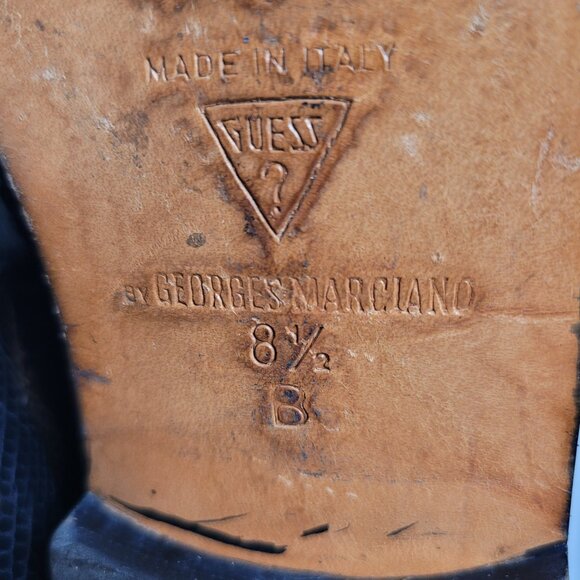 Vtg Guess by Georges Marciano Italy Black Leather Motorcycle Men Ankle Boots 8.5 main image 8